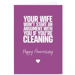 Personalised Punk Anniversary Card - Wife, Cleaning
