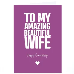 Personalised Punk Cards Anniversary Card - Amazing Beautiful Wife
