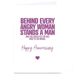 Personalised Punk Cards Anniversary Card - Angry Woman