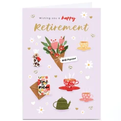 Personalised Retirement Card - Tea and Flowers