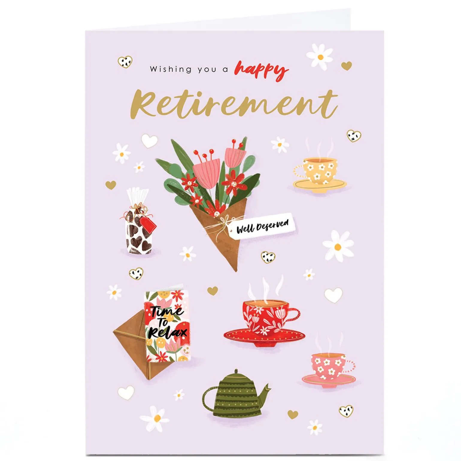 Personalised Retirement Card - Tea and Flowers