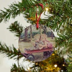 Personalised Round Glass Photo Christmas Tree Ornament