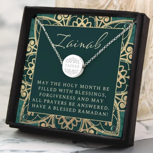 Personalised Sentiment Eid & Ramadan Disc Necklace & Box
