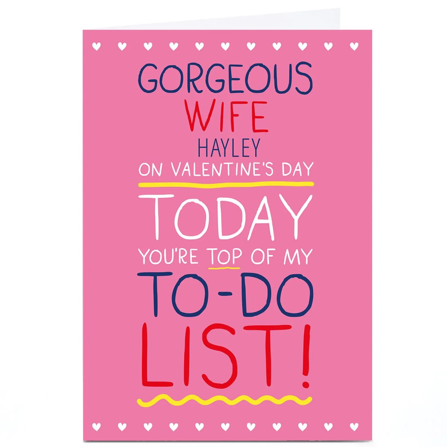 Personalised Shout! Valentine's Day Card - Wife To Do List