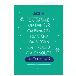 Personalised Smiley Happy People Christmas Card - On The Floor