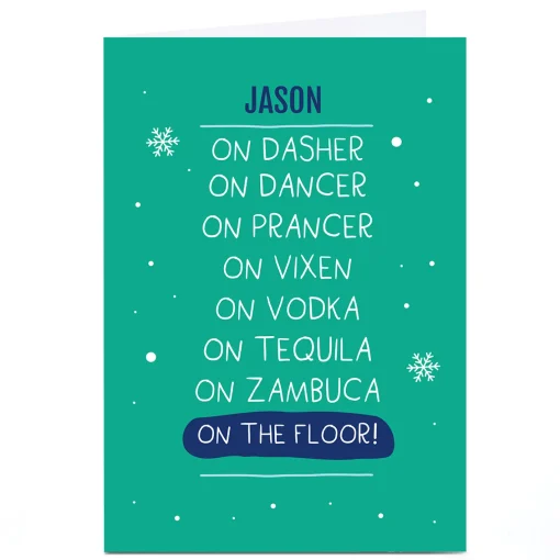 Personalised Smiley Happy People Christmas Card - On The Floor