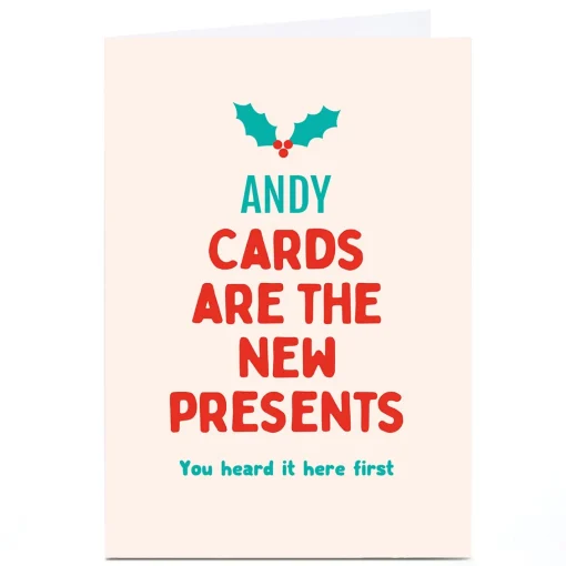 Personalised Smiley Happy People Christmas Card - The New Presents