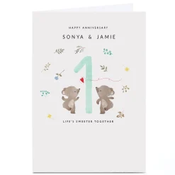 Personalised 1st Anniversary Card - Life's Sweeter Together