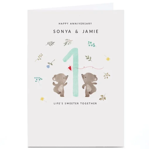 Personalised 1st Anniversary Card - Life's Sweeter Together