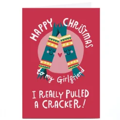 Personalised Stevie Studio Christmas Card - Cracker Girlfriend