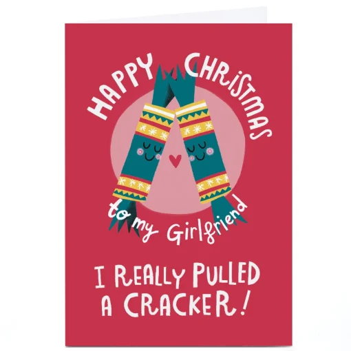 Personalised Stevie Studio Christmas Card - Cracker Girlfriend