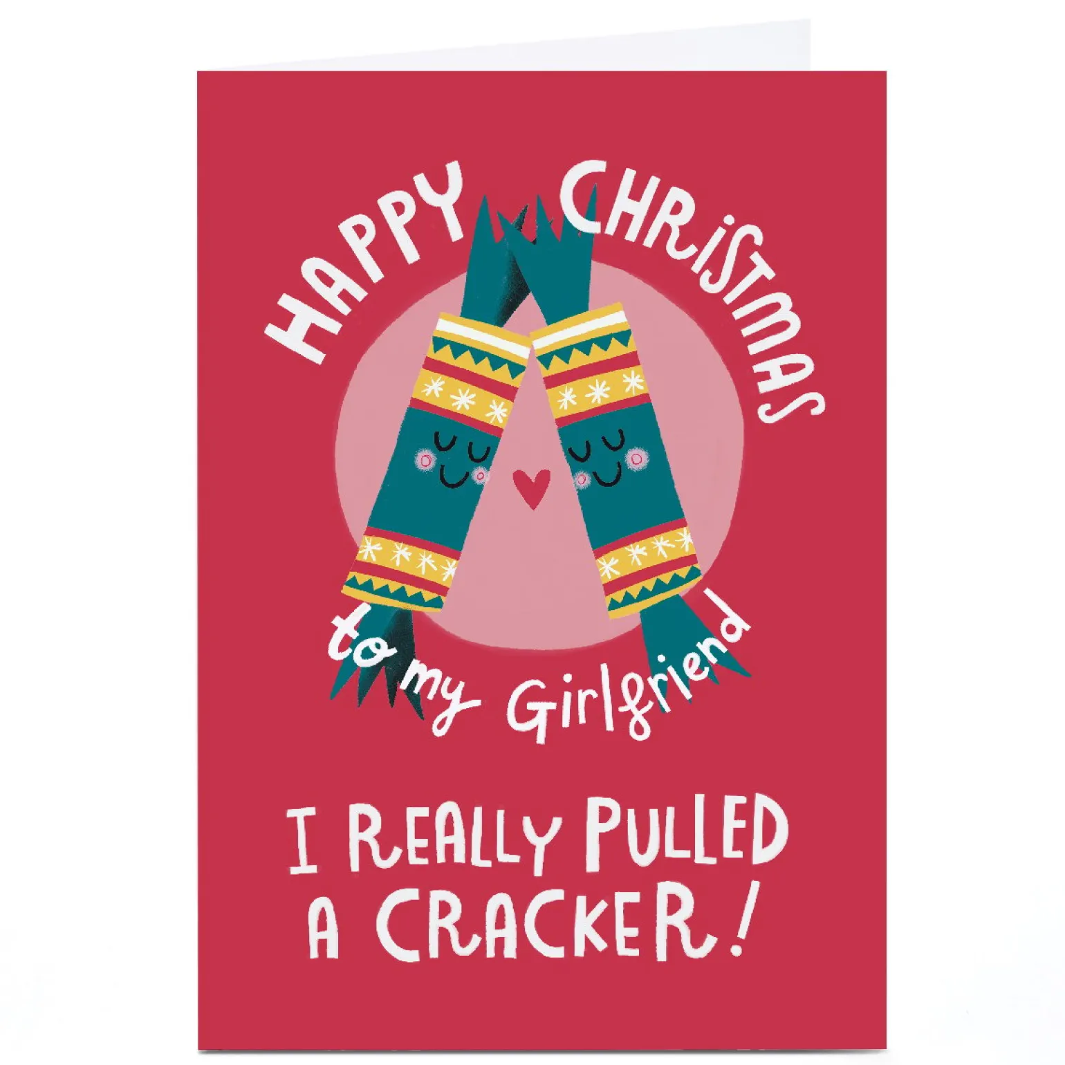 Personalised Stevie Studio Christmas Card - Cracker Girlfriend