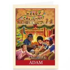 Personalised Stranger Things Christmas Card - Fireplace