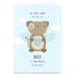 Personalised Sympathy Card - Dog Pawprints On Your Heart