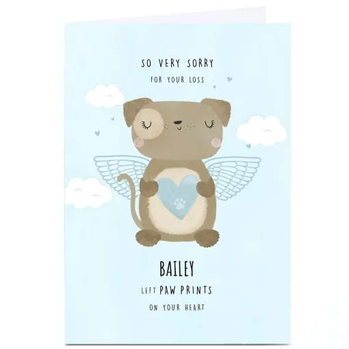 Personalised Sympathy Card - Dog Pawprints On Your Heart