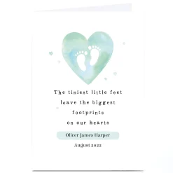 Personalised Sympathy Card - Tiniest Little Feet, Blue