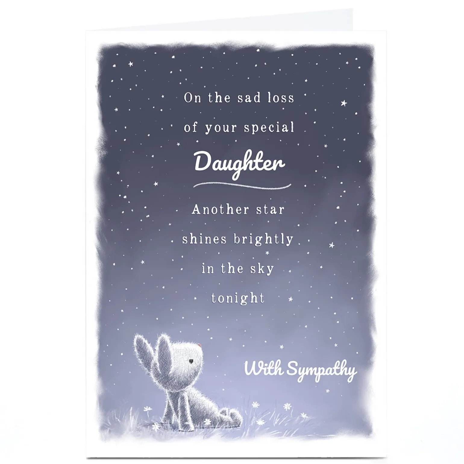 Personalised Sympathy Card - Rabbit & Stars, Daughter