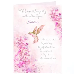 Personalised Sympathy Card -Hummingbird