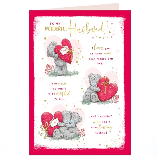 Personalised Tatty Teddy Valentine's Day Card - You Mean the Whole Wide World, Husband