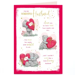 Personalised Tatty Teddy Valentine's Day Card - You Mean the Whole Wide World, Husband