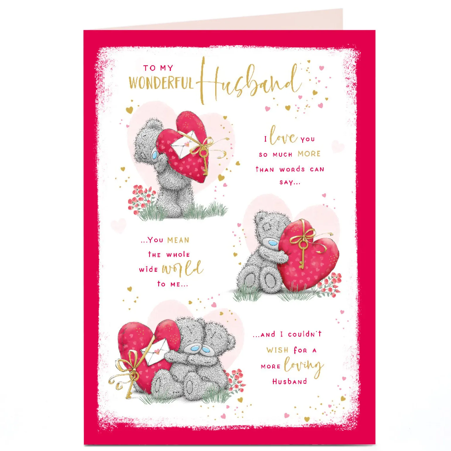 Personalised Tatty Teddy Valentine's Day Card - You Mean the Whole Wide World, Husband