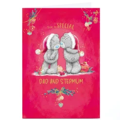 Personalised Tatty Teddy Christmas Card - For a Special Dad and Stepmum