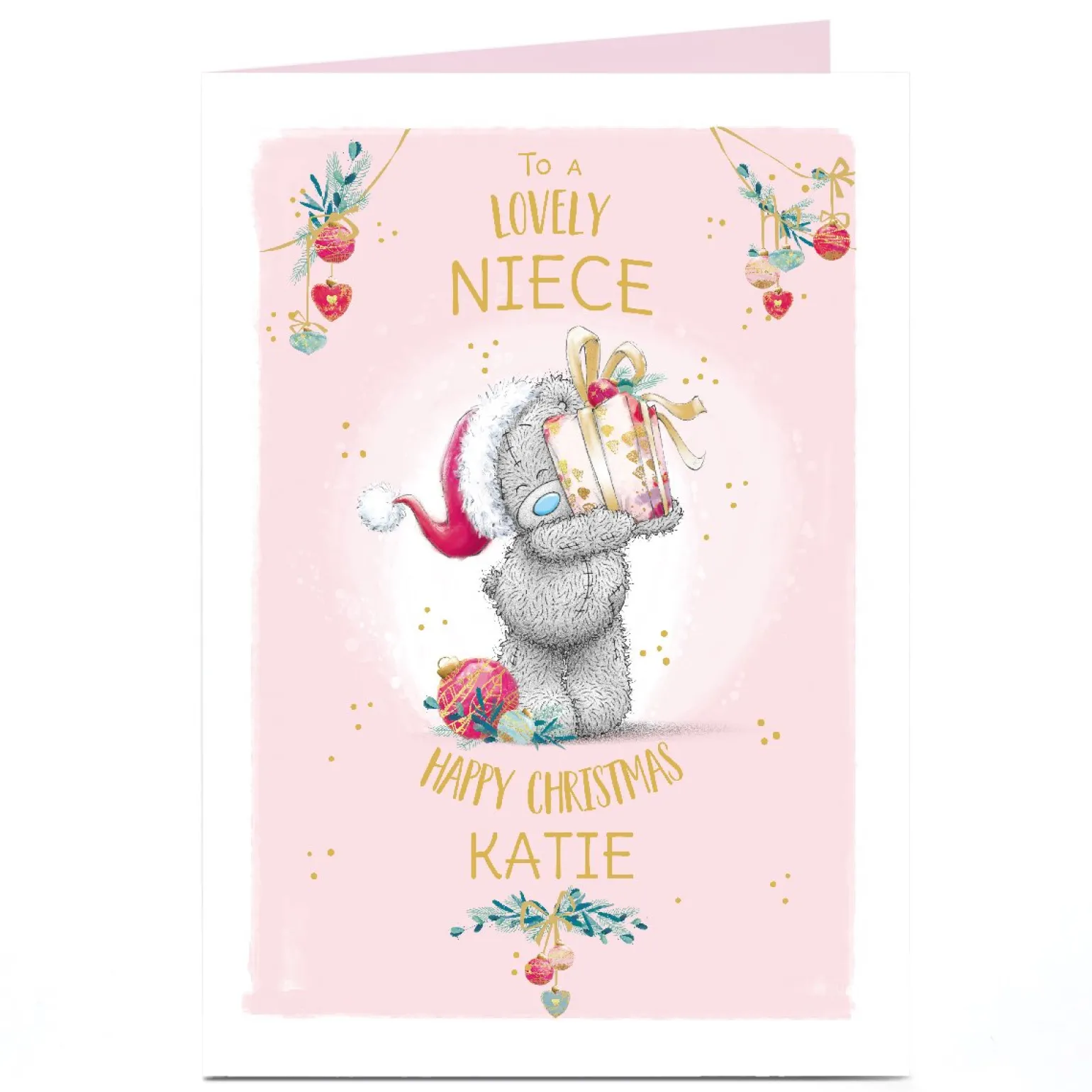 Personalised Tatty Teddy Christmas Card - To a Lovely Niece