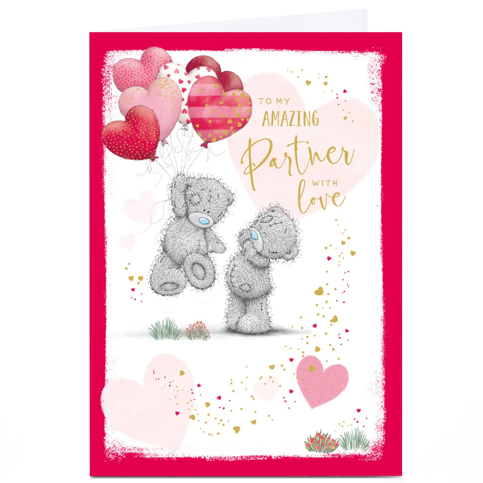 Personalised Tatty Teddy Valentine's Day Card - Bears With Balloons, Amazing Partner