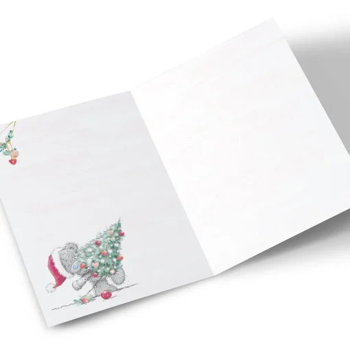 Personalised Tatty Teddy Christmas Card - Bear with Christmas Tree, Any Name