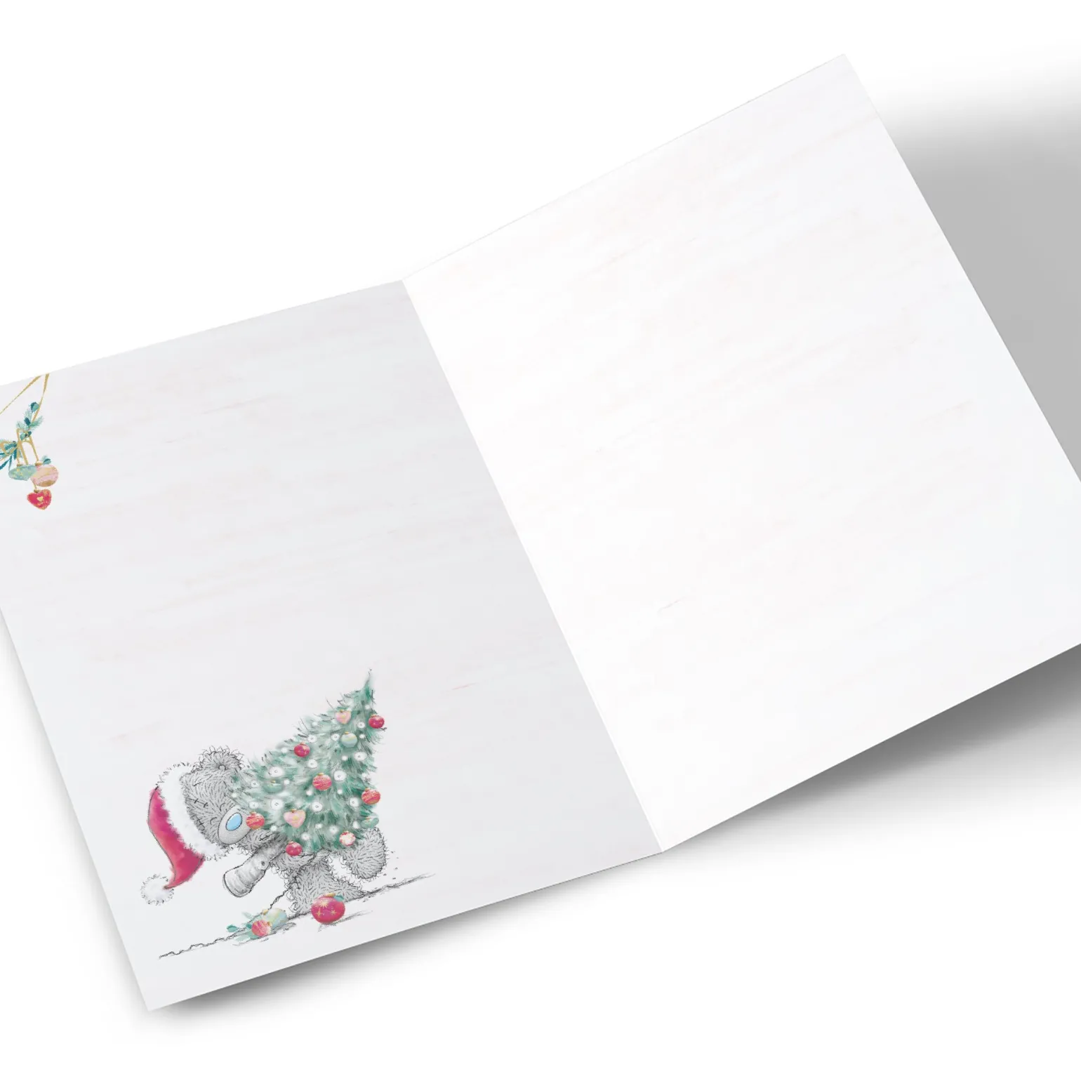 Personalised Tatty Teddy Christmas Card - Bear with Christmas Tree, Any Name