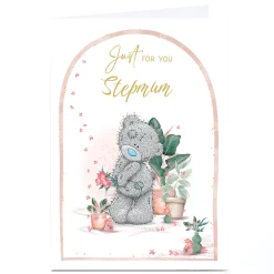 Personalised Tatty Teddy Mother's Day Card - Teddy with Flowers, Stepmum