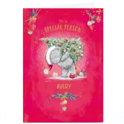 Personalised Tatty Teddy Christmas Card - Bear with Christmas Tree, Special Person
