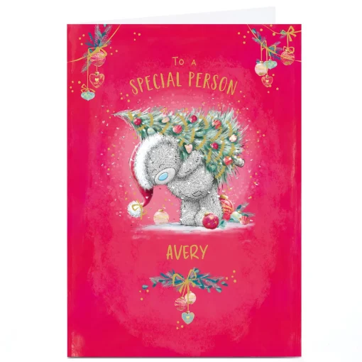 Personalised Tatty Teddy Christmas Card - Bear with Christmas Tree, Special Person
