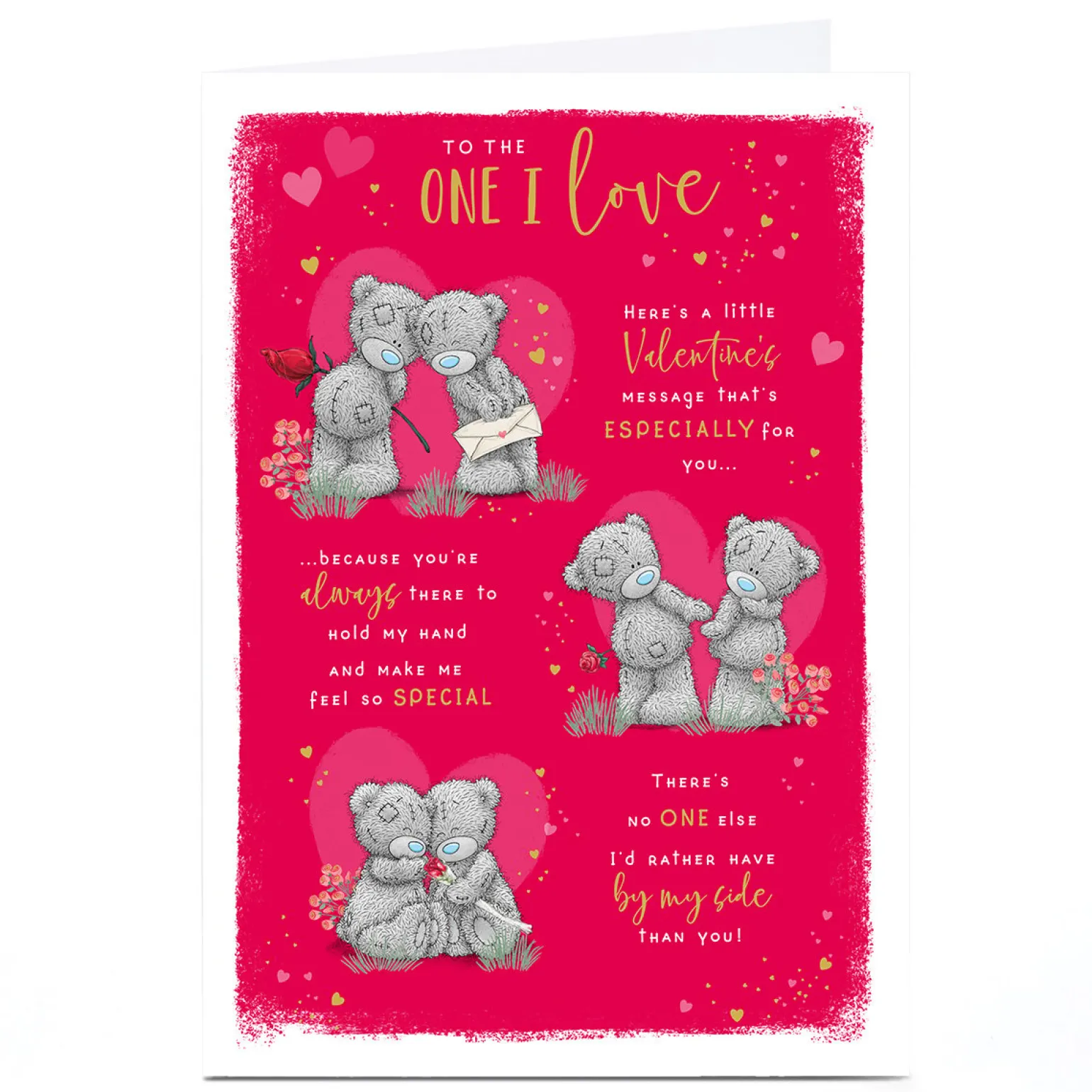Personalised Tatty Teddy Valentine's Day Card - A Little Message, The One I Love