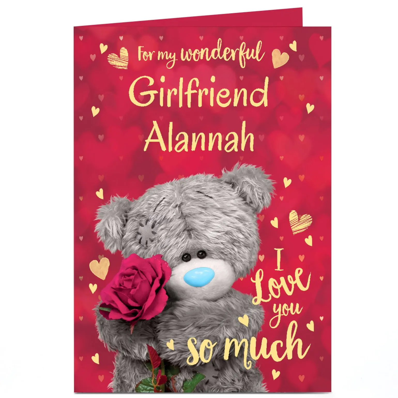 Personalised Tatty Teddy Valentine's Day Card - Love You so Much, Wonderful Girlfriend