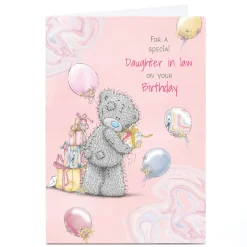 Personalised Tatty Teddy Birthday Card - Balloons and Presents, Daughter in Law