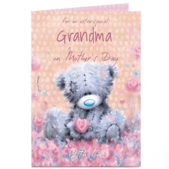 Personalised Tatty Teddy Mother's Day Card - Bear in Flowers, Grandma