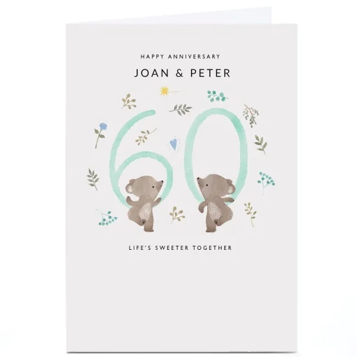Personalised 60th Anniversary Card - Bears, Sweeter Together
