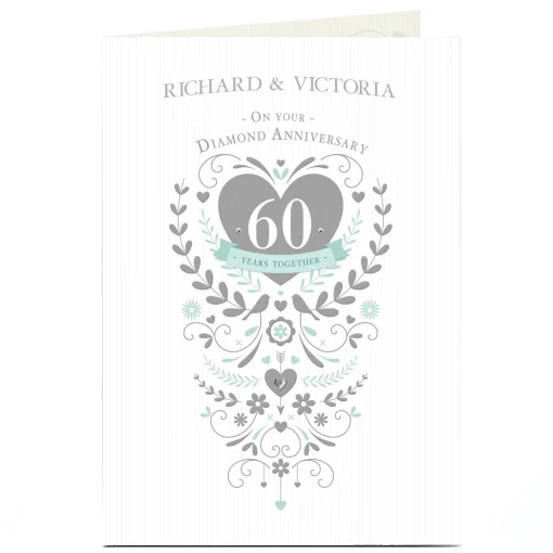 Personalised 60th Anniversary Card - Silver Heart