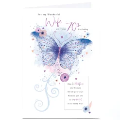 Personalised 70th Birthday Card - Wonderful In So Many Ways Butterfly, Wife