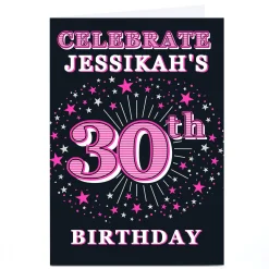 Personalised 30th Birthday Invitation - Pink Stars