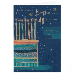 Personalised 40th Birthday Card - For A Special Brother Birthday Cake