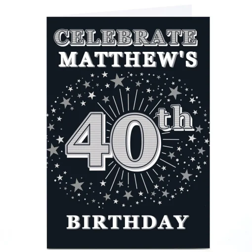 Personalised 40th Birthday Invitation - Silver Stars