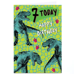 Personalised 7th Birthday Card - T-Rex Dinosaurs