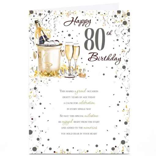 Personalised 80th Birthday Card - Grand Occasion Champagne
