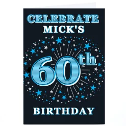 Personalised 60th Birthday Invitation- Blue Stars