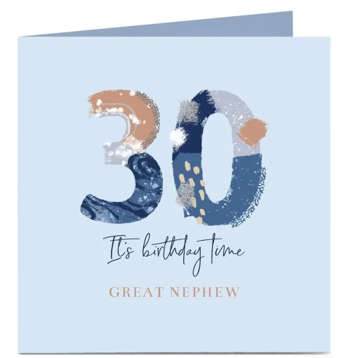 Personalised 30th Birthday Card - It's Birthday Time, Blue