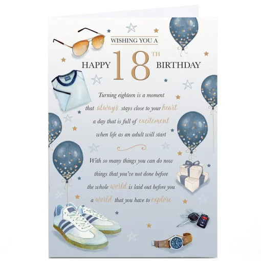 Personalised 18th Birthday Card - Blue World to Explore