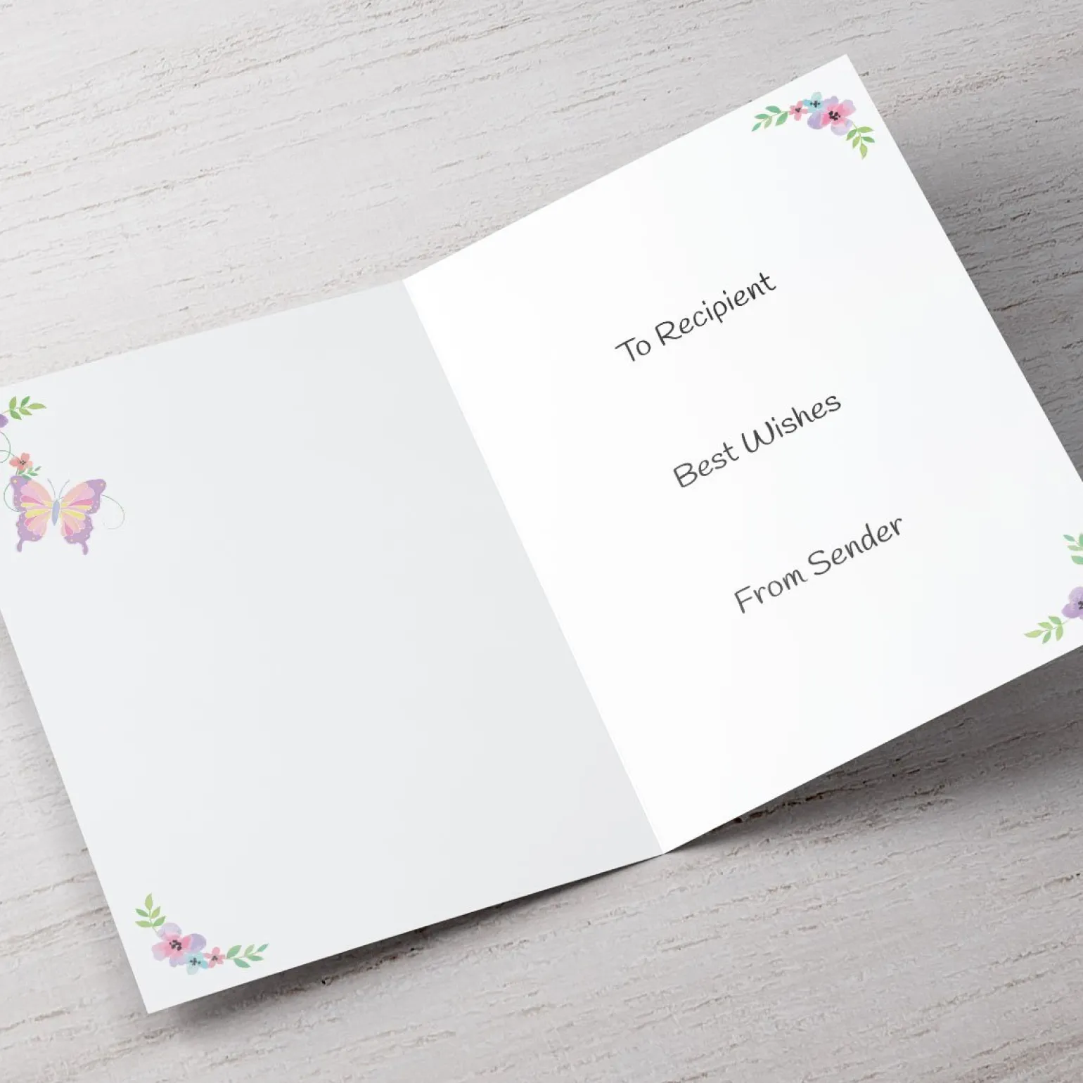 Personalised Thank You Card - Butterflies & Flowers