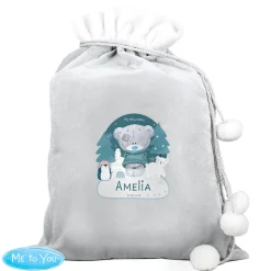 Personalised Tiny Tatty Teddy Luxury Pom-Pom Christmas Sack